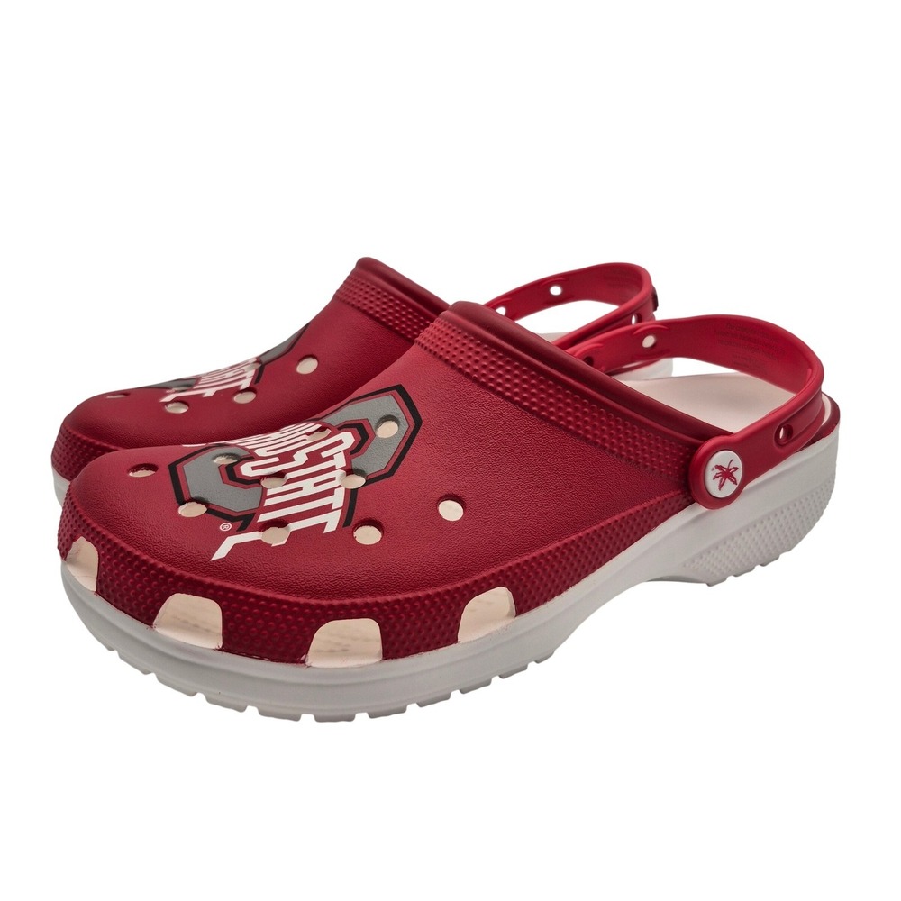 Crocs Ohio State Buckeyes Classic Clogs Women's Size 8 Shoes Red & White